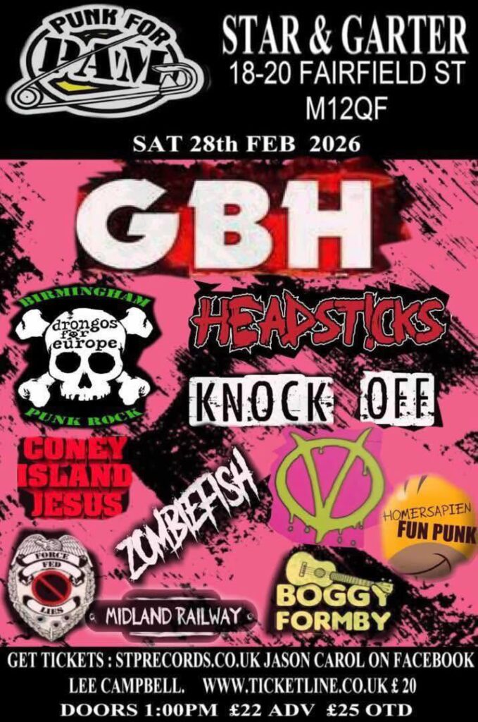 Punk For Pam Star and Garter Manchester 2026